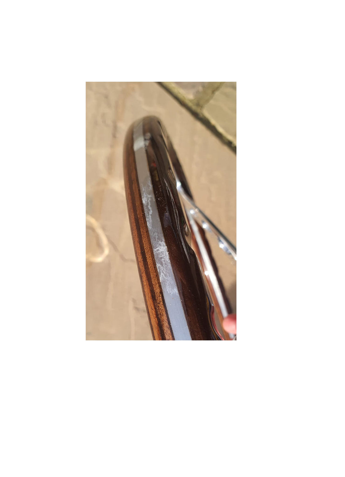 ** Reduced price due to refinshed wheel rim** Classic car polished wooden steering wheel clock