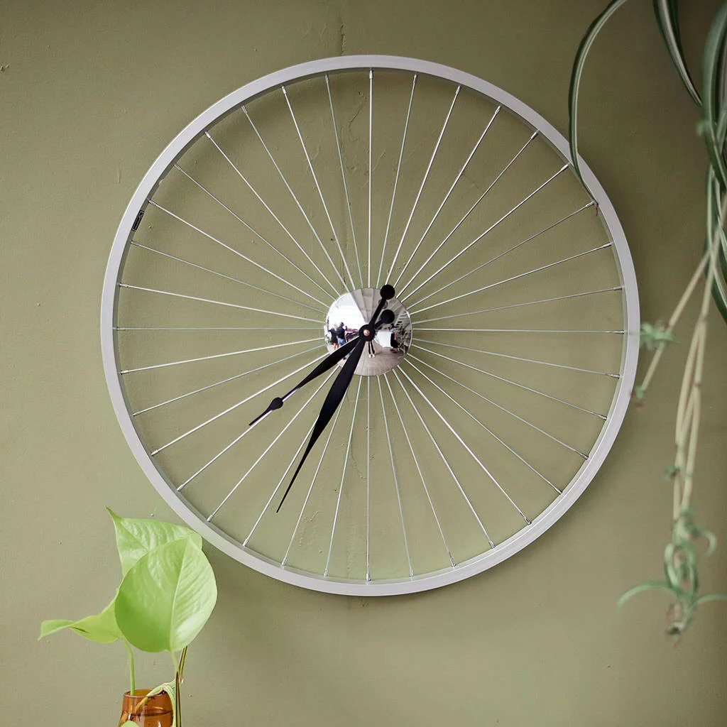 Bicycle Wheel Clock 57cm Black