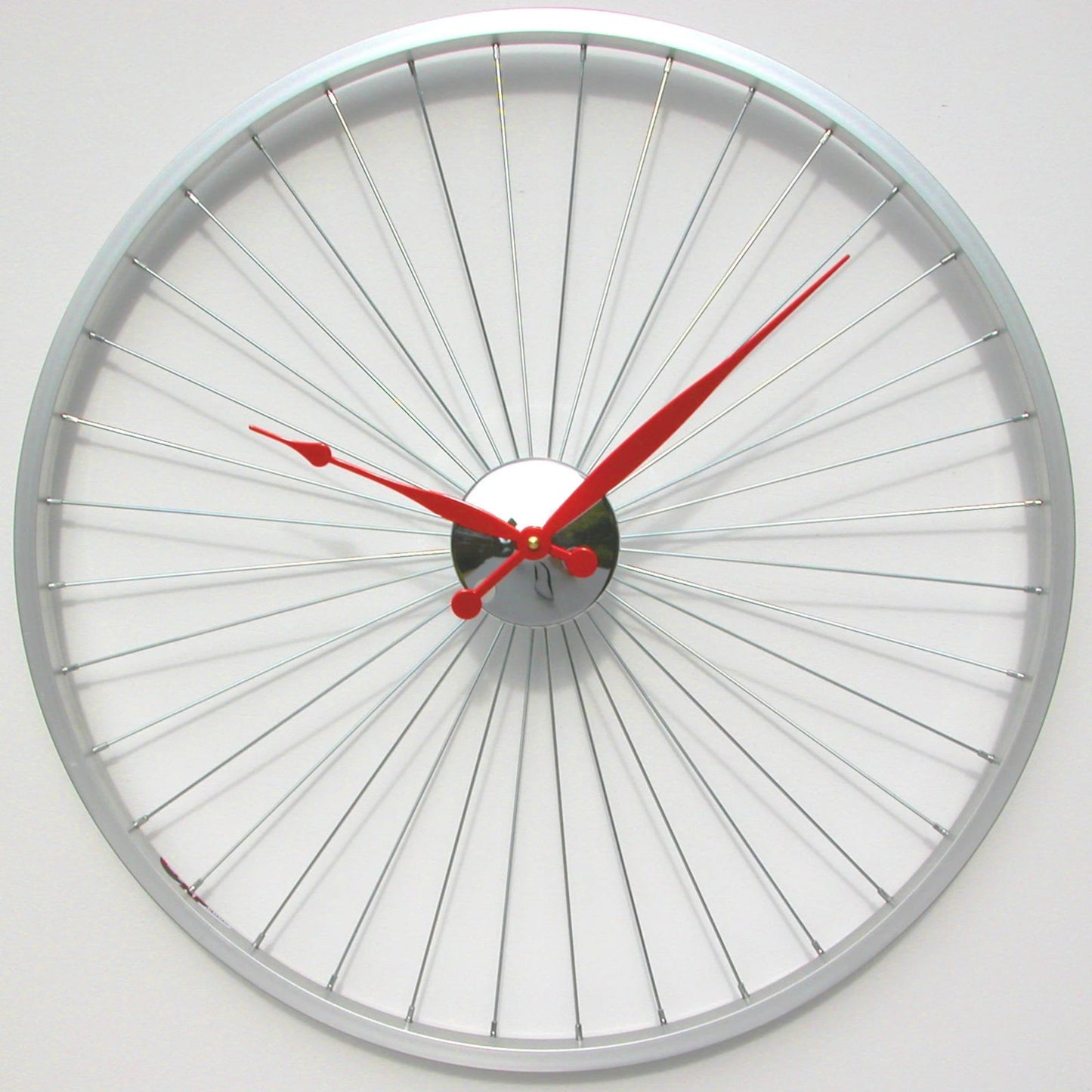 Bike wheel clock 23 inches Red Hands