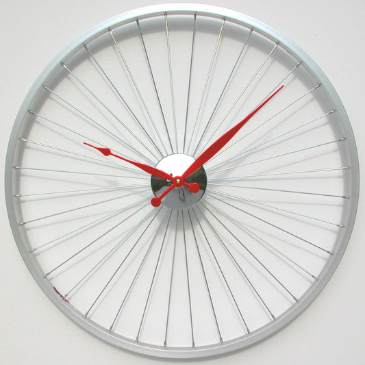 Bike wheel clock 23 inches Red Hands