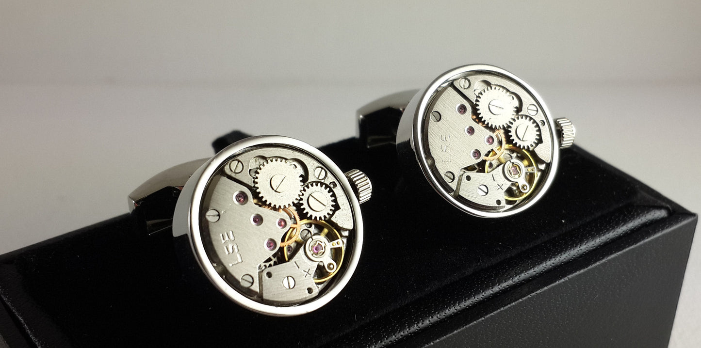Clockwork Cufflinks With Real Moving Parts