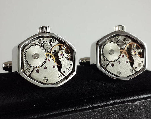 Clockwork Cufflinks With Moving Parts